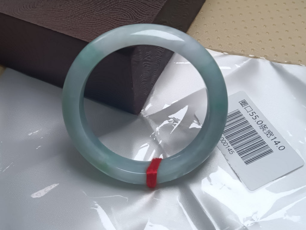 Watery Light Apple Green Burmese JGIA Certified Jadeite Bangle (Size:54 - 55mm) - Jadeite Ding