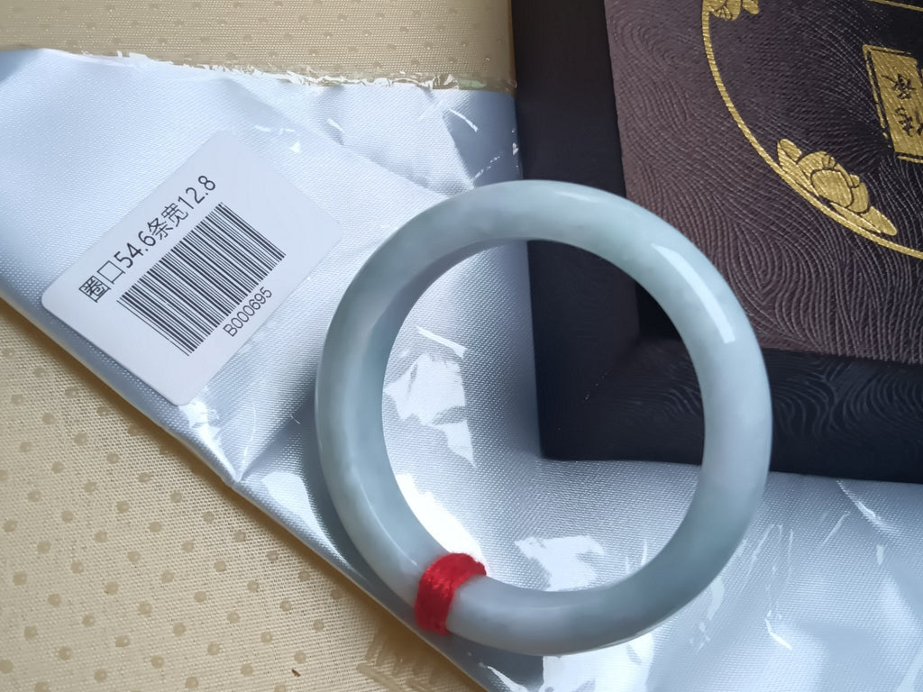 Watery Light Apple Green Burmese JGIA Certified Jadeite Bangle (Size:54 - 55mm) - Jadeite Ding